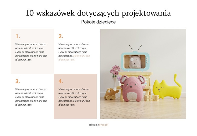 10 wskazówek dotyczących projektowania pokoi dziecięcych Makieta strony internetowej