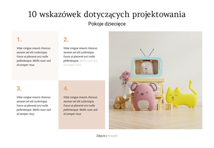 10 wskazówek dotyczących projektowania pokoi dziecięcych Szablon CSS