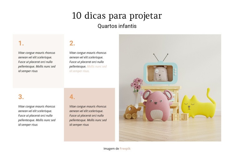 10 dicas para projetar quartos de Choldren Modelo HTML5