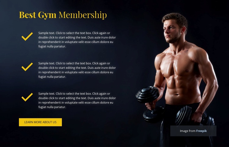 Bästa gymmedlemskap Html webbplatsbyggare