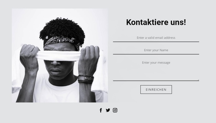 Kontaktieren Sie uns und soziale Symbole HTML Website Builder