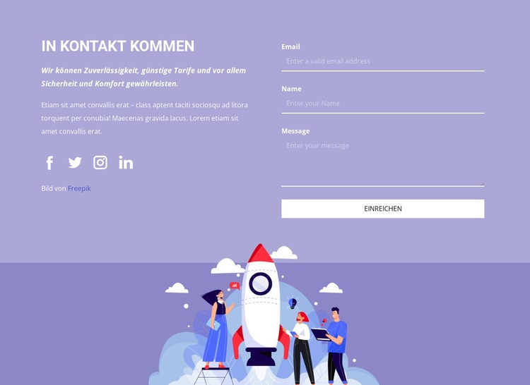 Kontaktformular Text und Bild Website Builder-Vorlagen