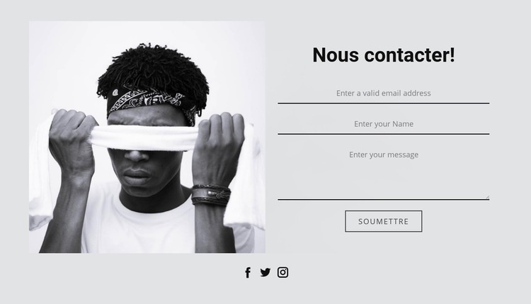 Contactez-nous et icônes sociales Modèles de constructeur de sites Web