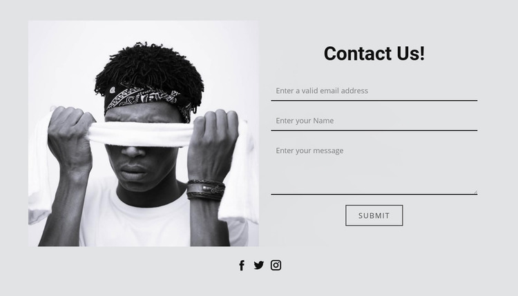 Contact us and social icons Homepage Design