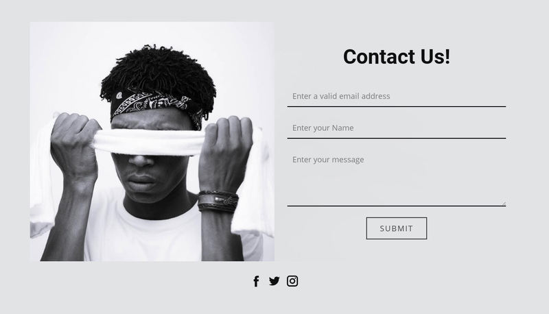 Contact us and social icons Squarespace Template Alternative