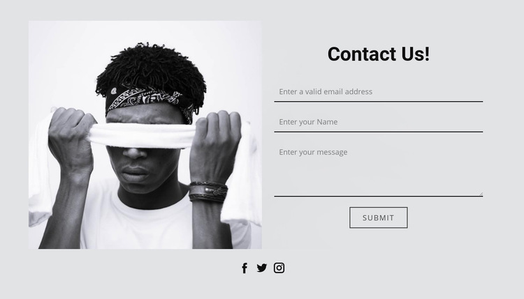 Contact us and social icons WordPress Website