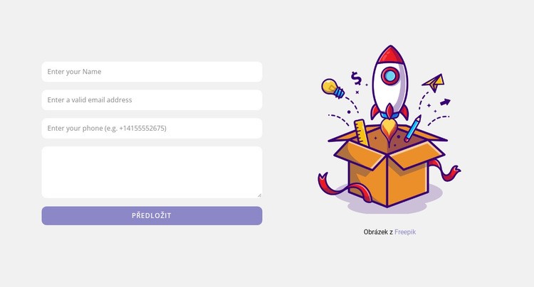 Kontaktní formulář a obrázek Šablona