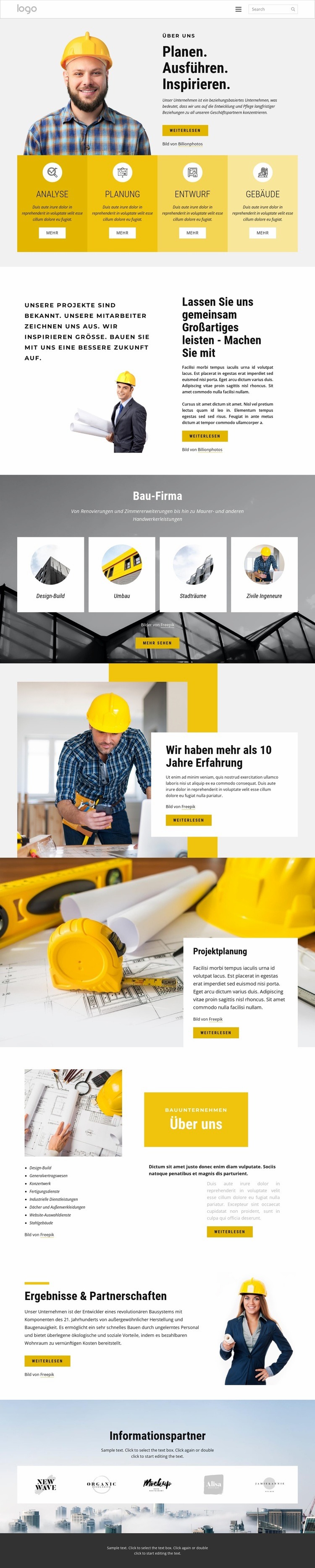 Bauvorhaben Website Builder-Vorlagen
