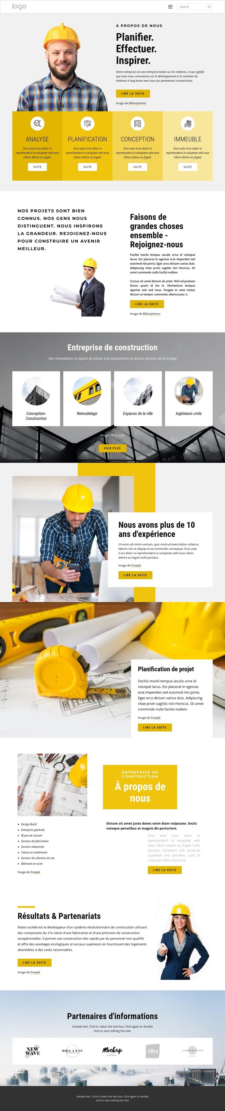 Projets de construction Conception de site Web