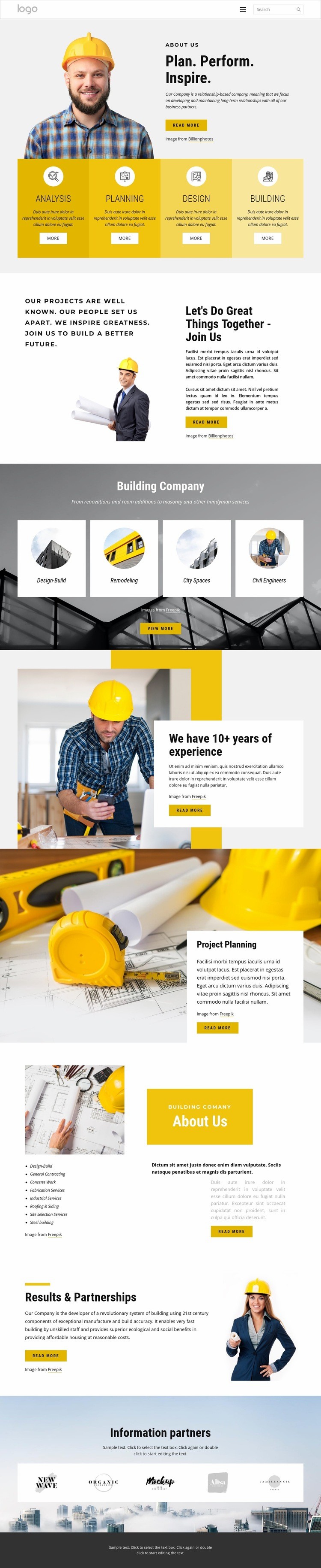 Building projects Homepage Design