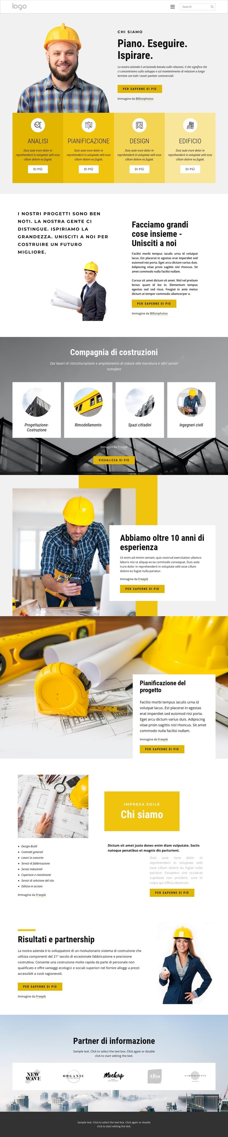 Progetti edilizi Mockup del sito web