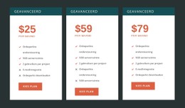 Premium Prijzen CSS-Sjabloon Voor Tabellen