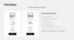 Standart And Unlimited Plans - Create Web Page Mockup