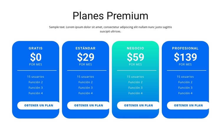 Premium Plans Plantilla HTML