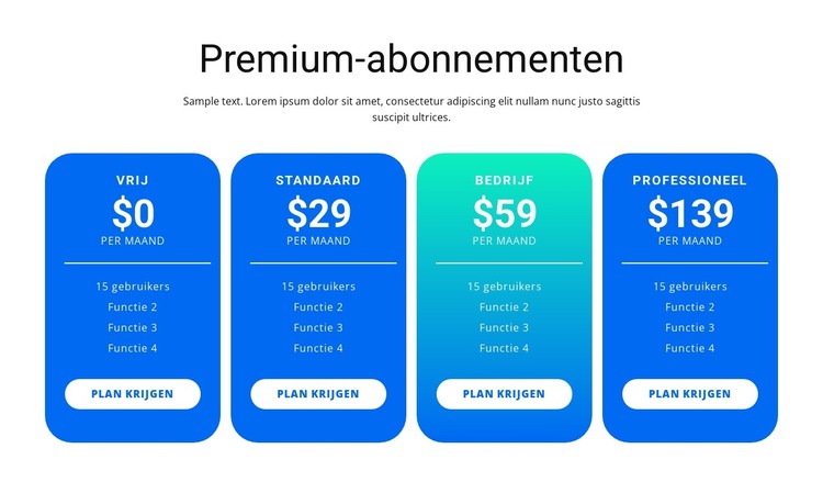 Premium Plans HTML-sjabloon