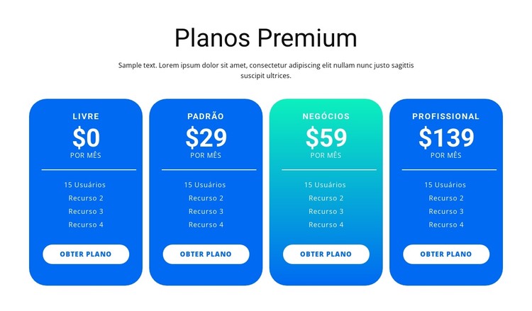 Premium Plans Modelo HTML