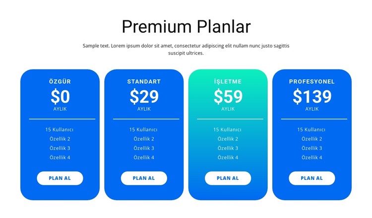 Premium Plans HTML Şablonu