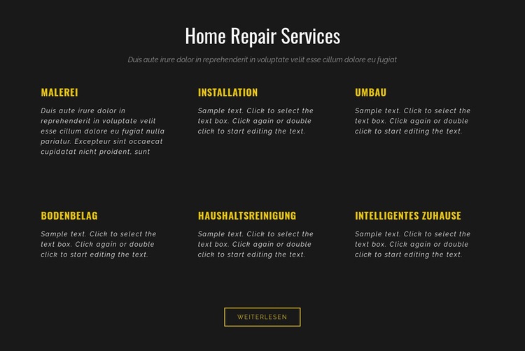Dienstleistungen für Wohngebäude Landing Page