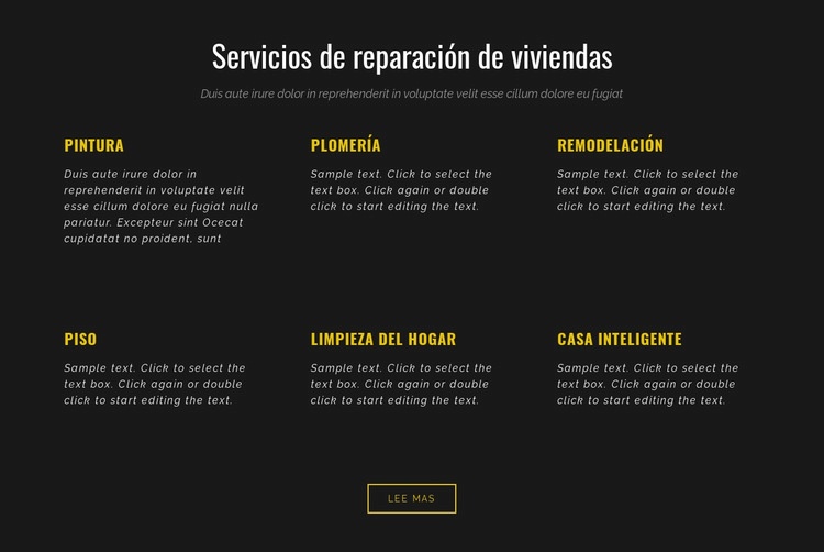 Servicios residenciales Plantillas de creación de sitios web