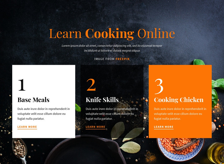 Learn Cooking Online Homepage Design