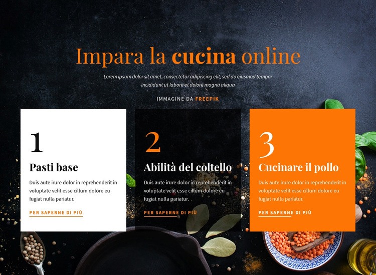 Impara a cucinare online Costruttore di siti web HTML