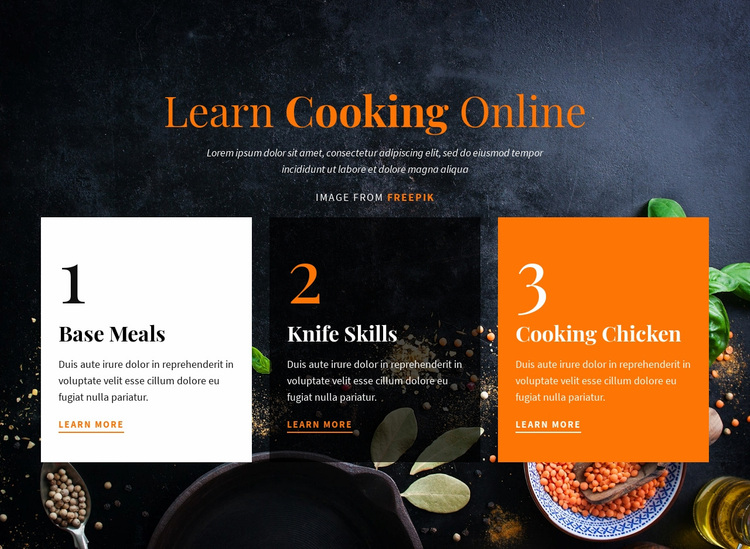 Learn Cooking Online Website Design