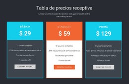 Tabla De Precios Receptiva