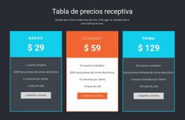 Tabla De Precios Receptiva