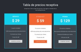 Tabla De Precios Receptiva