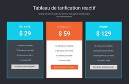 Tableau De Prix Reactif – Mise En Page HTML Du Site Web