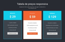 Construtor De Sites Mais Criativo Para Tabela De Precos Responsiva