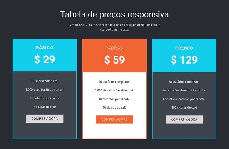 Tabela de precos responsiva Construtor de sites HTML