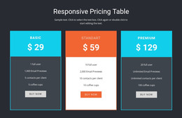 Responsive Pricing Table - WordPress Theme Inspiration