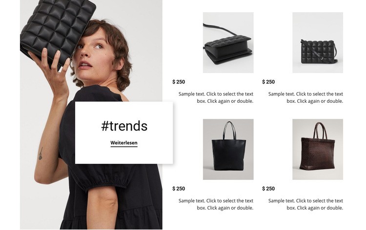 Neue Trends, neue Taschen HTML5-Vorlage