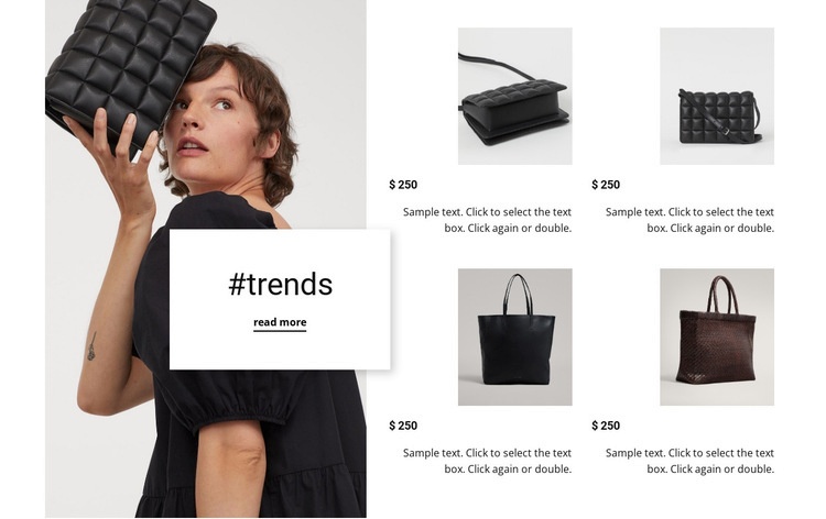 Nya trender nya väskor Html webbplatsbyggare