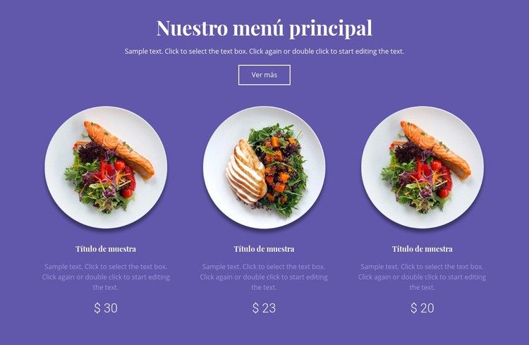 Nuestro menú principal Plantilla HTML5