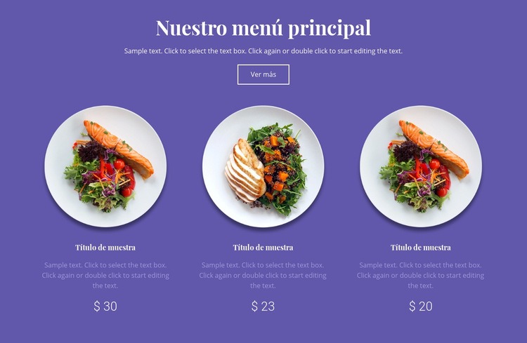 Nuestro menú principal Plantilla