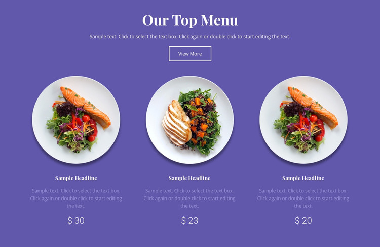 Our top menu Homepage Design