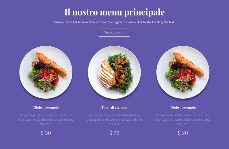 Il nostro menu principale Progettazione di siti web