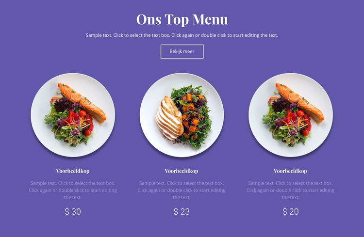Ons topmenu Website sjabloon