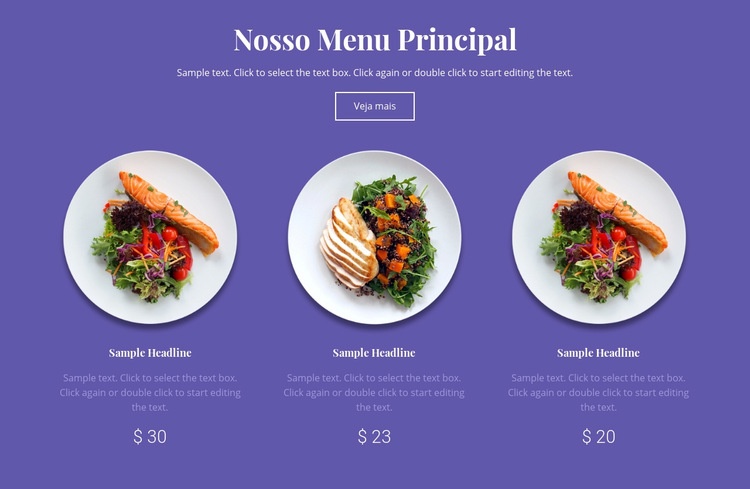 Nosso menu principal Design do site