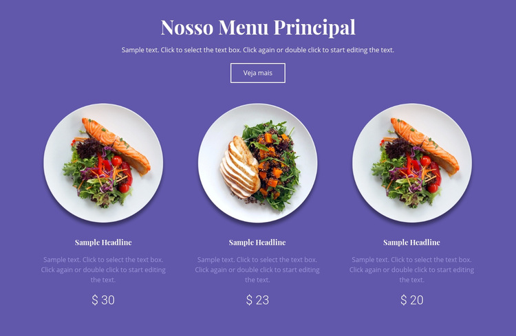 Nosso menu principal Modelo de site