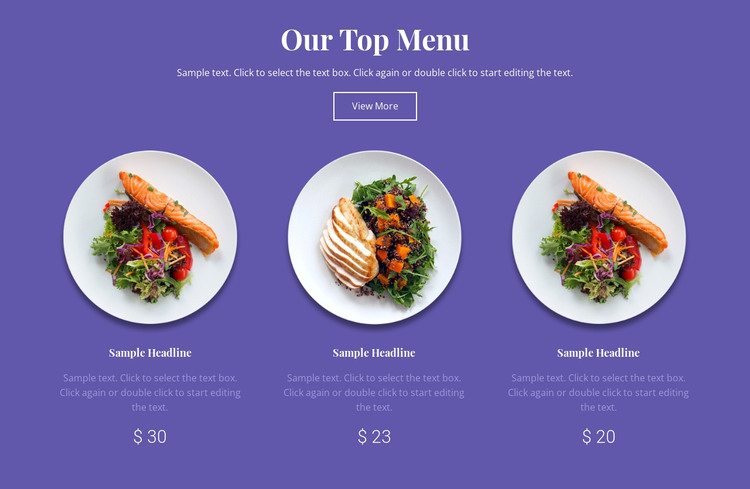 Our top menu Web Design