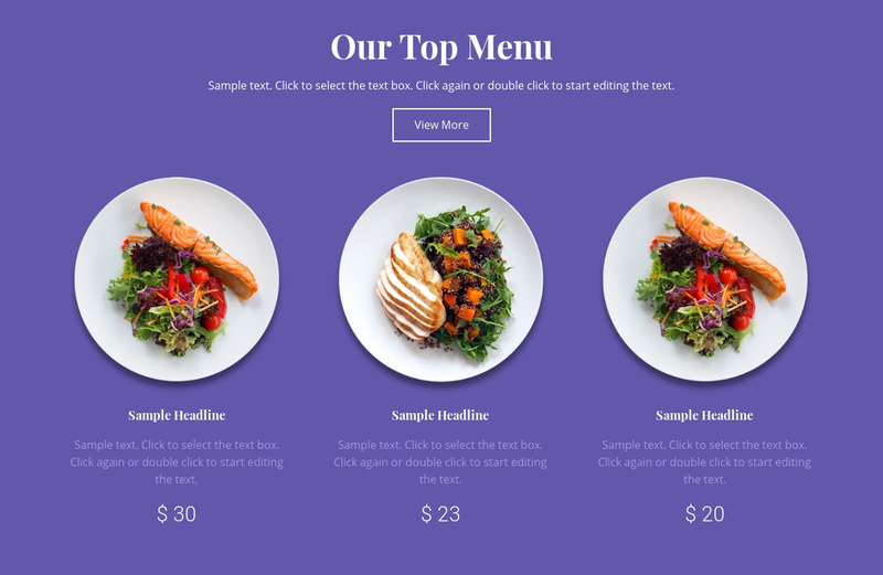 Our top menu Web Page Design
