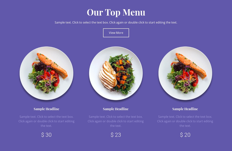 Our top menu Website Template