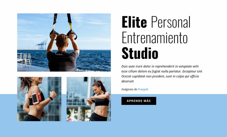 Estudio de entrenamiento personal Elite Maqueta de sitio web
