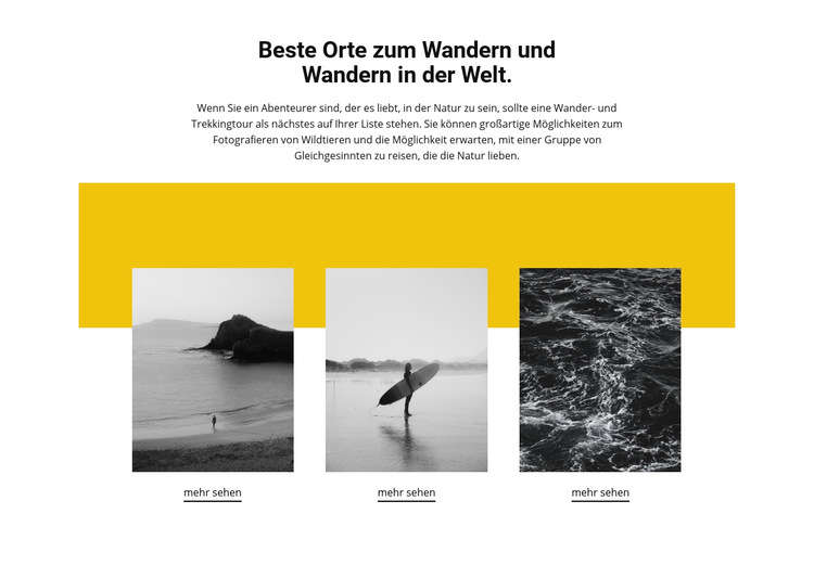 Beste Orte der Welt Website-Vorlage