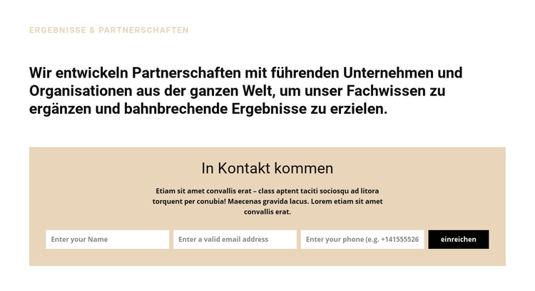 Überschrift und Form Website-Vorlage