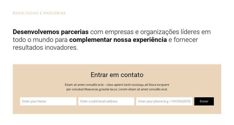 Título e formulário Design do site