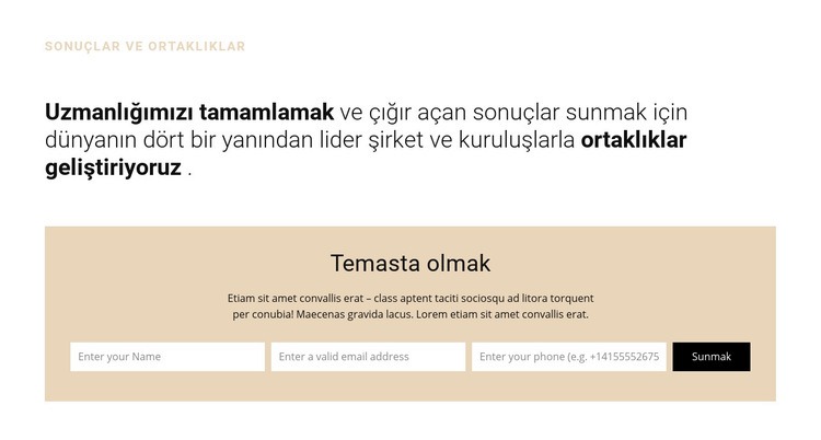 Başlık ve form Web sitesi tasarımı